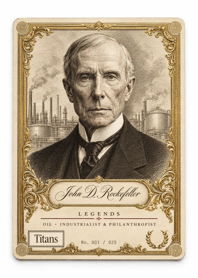 John D. Rockefeller, Titans Legends card, front