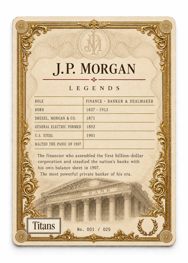 J.P. Morgan, Titans Legends card, back