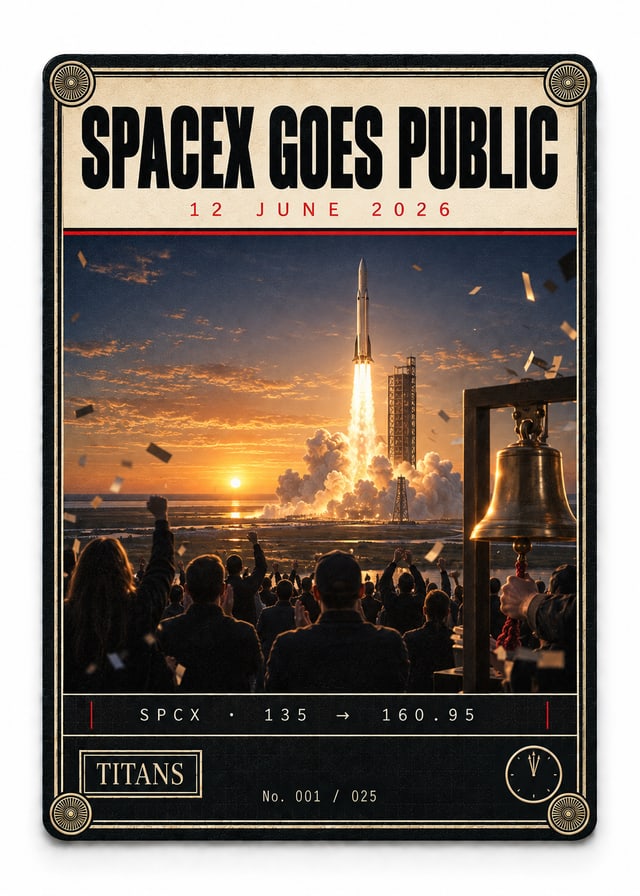 SpaceX Goes Public, Titans Moments card, front