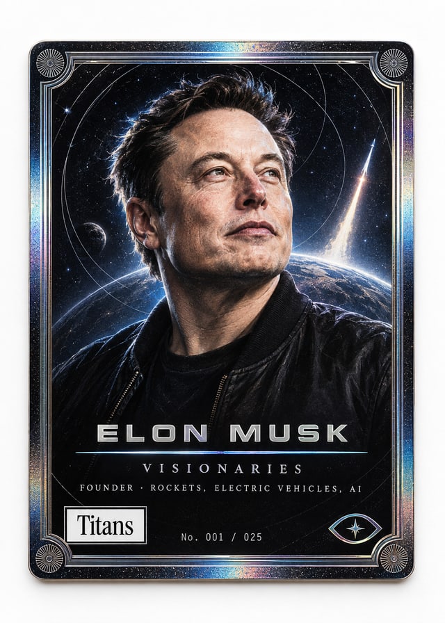 Elon Musk, Titans Visionaries card, front