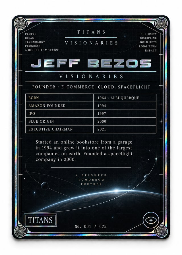 Jeff Bezos, Titans Visionaries card, back